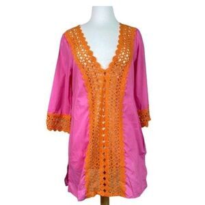 Mud Pie Beach Tunic Pink Orange NWT Size Small